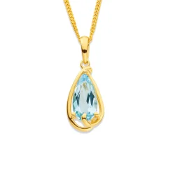 Prouds Pendants>9Ct Blue Topaz Drop Pendant In Blue
