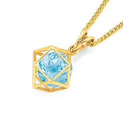 Prouds Pendants>9Ct Blue Topaz Prism Pendant In Blue