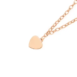 Prouds Bracelets>9Ct 19Cm Rose Gold Solid Belcher Bracelet With Heart Charm
