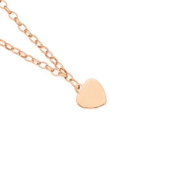 Prouds Bracelets>9Ct 19Cm Rose Gold Solid Belcher Bracelet With Heart Charm