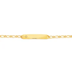 Prouds Bracelets>9Ct 16Cm Solid Figaro 1+1 Diamond I.D. Bracelet