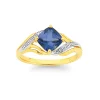 Prouds Rings>9Ct Created Ceylon Sapphire And Diamond Swirl Ring In Blue