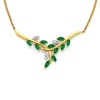 Prouds Pendants>9Ct Created Emerald & Diamond Leaves Spray Necklet In Green