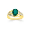 Prouds Rings>9Ct Created Emerald & Diamond Ring In Green