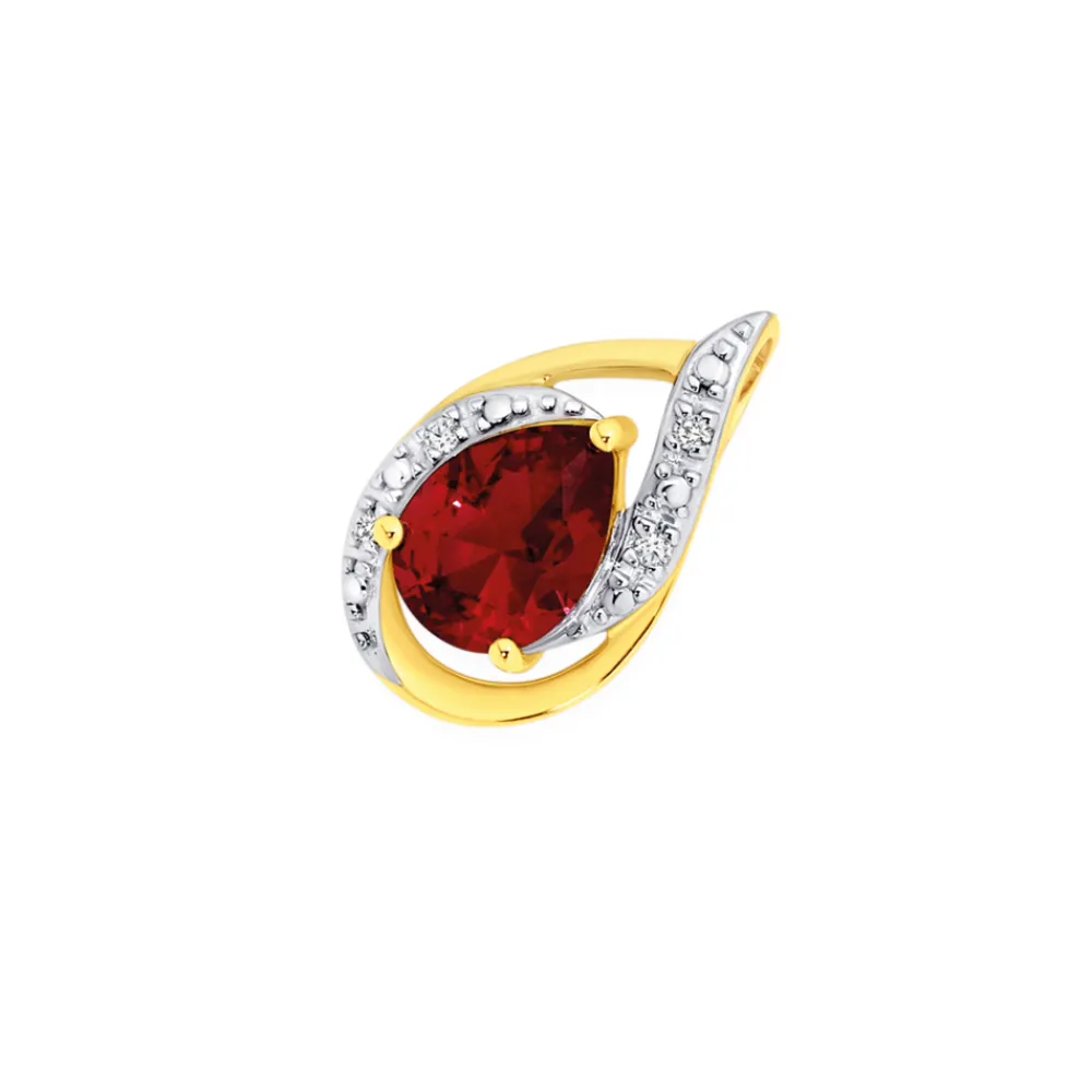 Prouds Pendants>9Ct Created Ruby & Diamond Pendant In Red