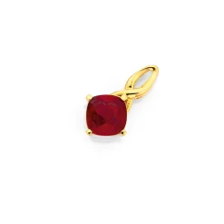 Prouds Pendants>9Ct Created Ruby Cushion Shape Pendant In Red