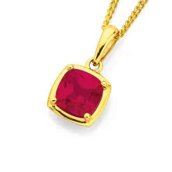 Prouds Pendants>9Ct Created Ruby Pendant In Red