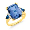 Prouds Rings>9Ct Created Sapphire & Diamond Ring Total Diamond Weight=.10Ct In Blue