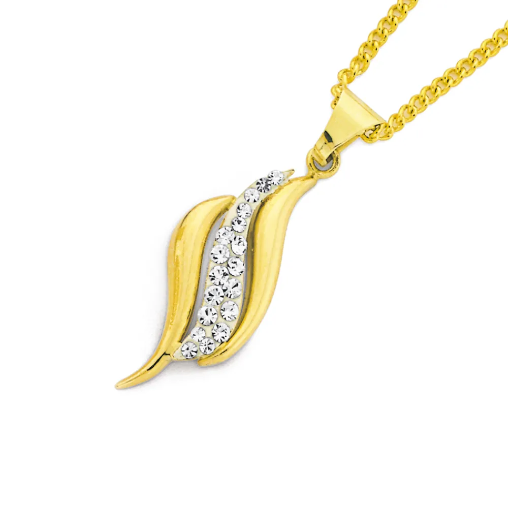 Prouds Pendants>9Ct Crystal Swirl Pendant In White