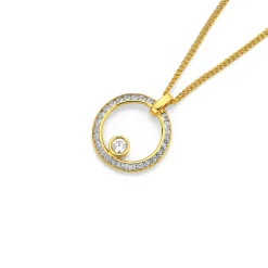 Prouds Pendants>9Ct Cubic Zirconia Floating In A Circle Pendant In White