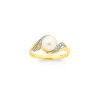 Prouds Rings>9Ct Cultured Freshwater And Diamond Swirl Ring In White
