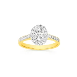 Prouds Rings>9Ct Diamond Cluster Oval Shape Ring