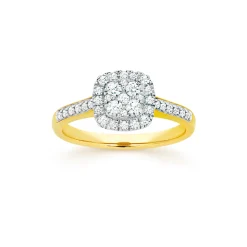 Prouds Rings>9Ct Diamond Cushion Shape Ring