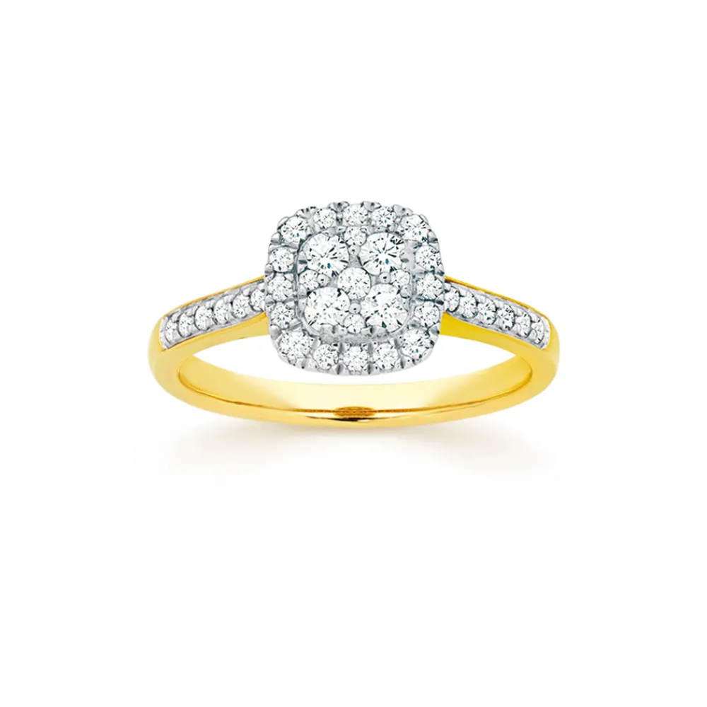Prouds Rings>9Ct Diamond Cushion Shape Ring