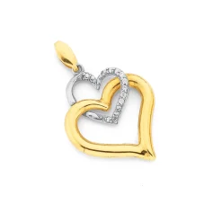 Prouds Pendants>9Ct Diamond Double Heart Pendant