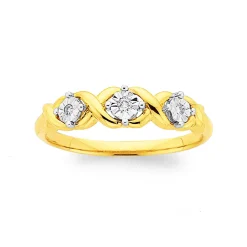 Prouds Rings>9Ct Diamond Hugs & Kisses Dress Ring
