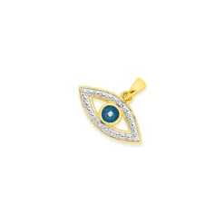 Prouds Pendants>9Ct Gold & Blue Rhodium Diamond Evil Eye Pendant