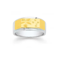 Prouds Rings>9Ct Gold & Sterling Silver Southern Cross Gents Ring