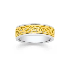 Prouds Rings>9Ct Gold & Sterling Sterling Silver Celtic Pattern Gents Ring