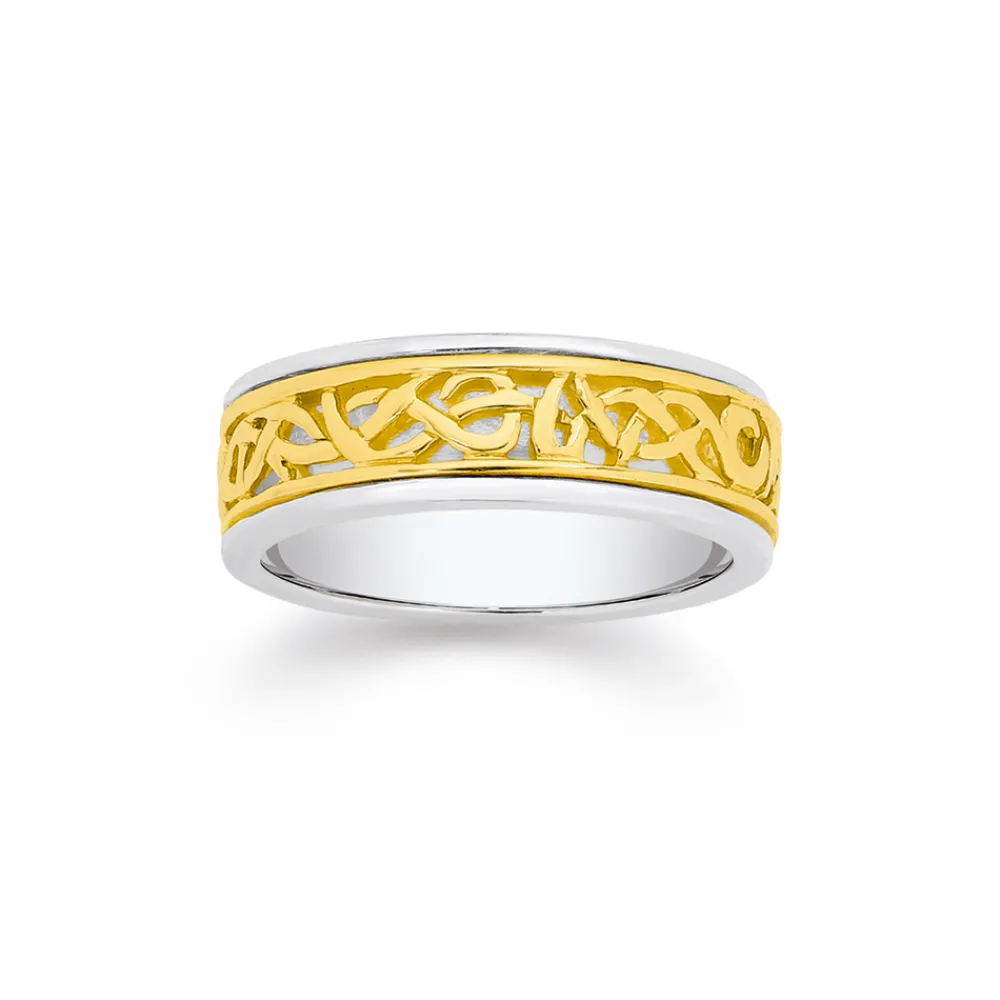 Prouds Rings>9Ct Gold & Sterling Sterling Silver Celtic Pattern Gents Ring