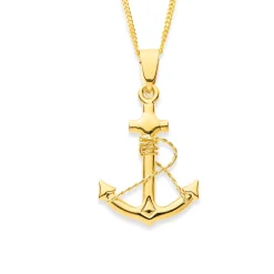 Prouds Pendants>9Ct Gold Anchor & Rope Pendant