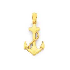 Prouds Pendants>9Ct Gold Anchor With Rope Pendant
