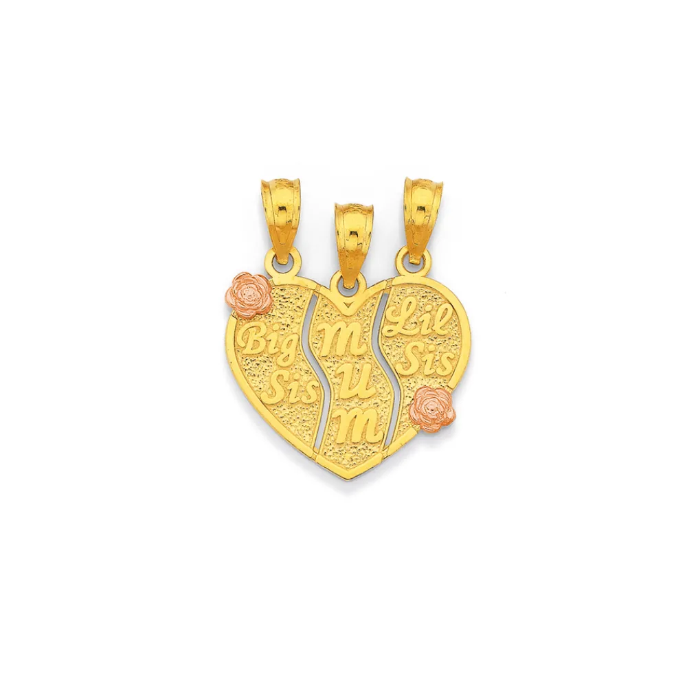 Prouds Pendants>9Ct Gold 'Big Sis, Mum, Lil Sis' Share Pendant