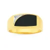Prouds Rings>9Ct Gold Black Agate & Diamond Gents Ring In Black