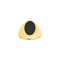 Prouds Rings>9Ct Gold Black Agate Oval Signet Gents Ring In Black