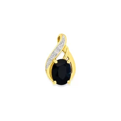 Prouds Pendants>9Ct Gold Black Sapphire & Diamond Slider Pendant In Black