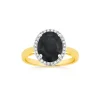 Prouds Rings>9Ct Gold Blacksapphire & .15Ctdiamond Ring In Black