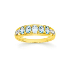 Prouds Rings>9Ct Gold Blue Topaz & Diamond Ring In Blue