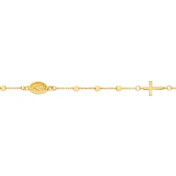 Prouds Bracelets>9Ct Gold 19Cm Beaded Cross & Medal Cable Bracelet