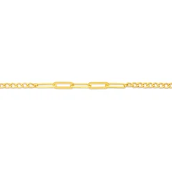 Prouds Body Jewellery>9Ct Gold 25+2Cm Curb & Paperclip Link Anklet