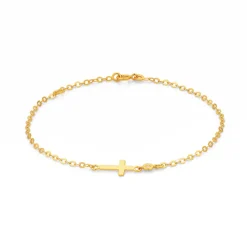 Prouds Bracelets>9Ct Gold 17Cm Diamond Cross Trace Bracelet