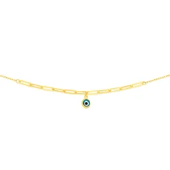 Prouds Necklaces>9Ct Gold 45Cm Evil Eye Paperclip & Cable Necklet