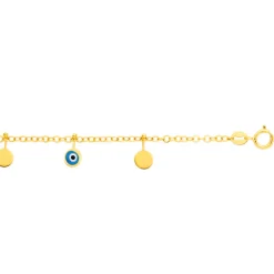 Prouds Bracelets>9Ct Gold 19Cm Evil Eye With Multi Disc Bracelet