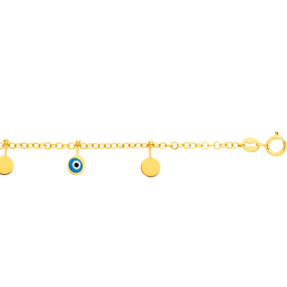 Prouds Bracelets>9Ct Gold 19Cm Evil Eye With Multi Disc Bracelet