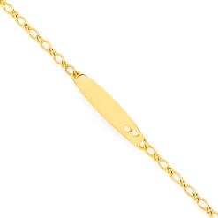 Prouds Bracelets>9Ct Gold 14Cm Figaro 1+1 Oval I.D. Bracelet