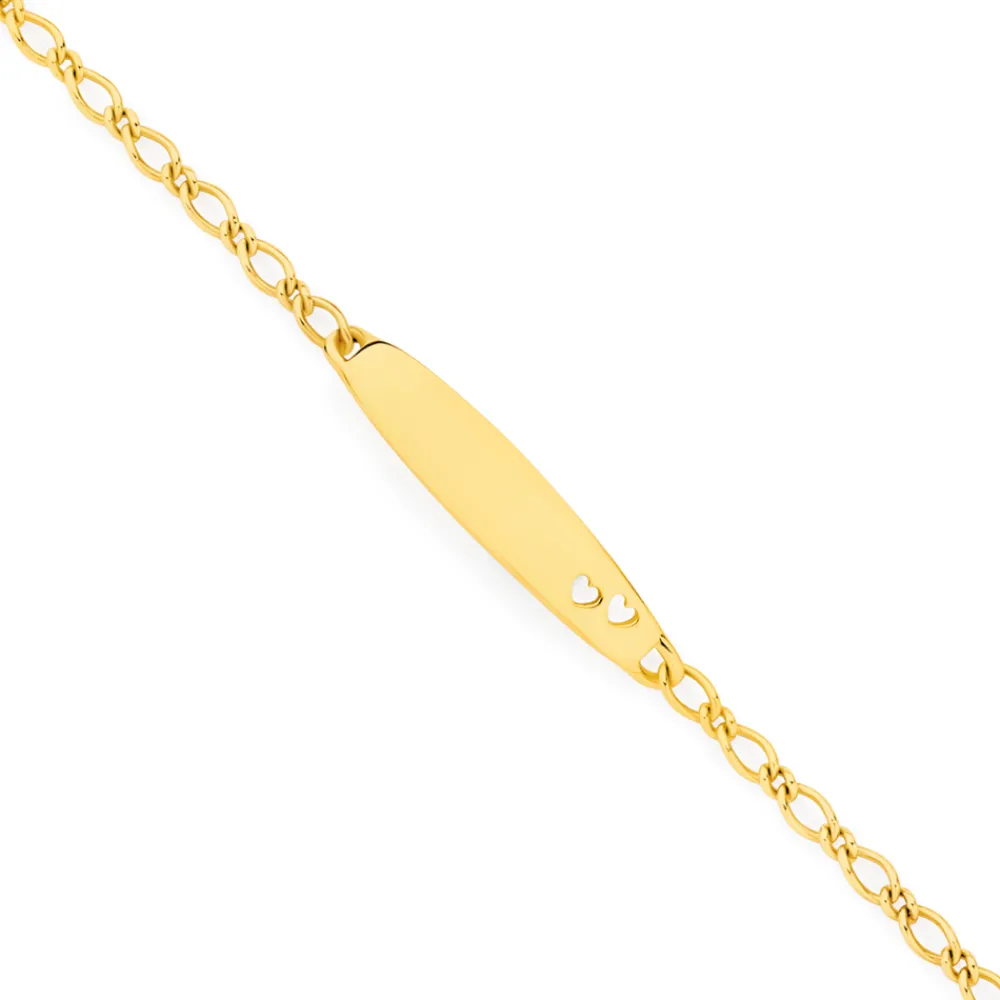 Prouds Bracelets>9Ct Gold 14Cm Figaro 1+1 Oval I.D. Bracelet