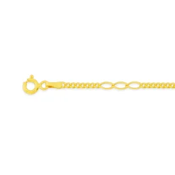 Prouds Bracelets>9Ct Gold 19Cm Hollow Fancy Figaro Curb Bracelet