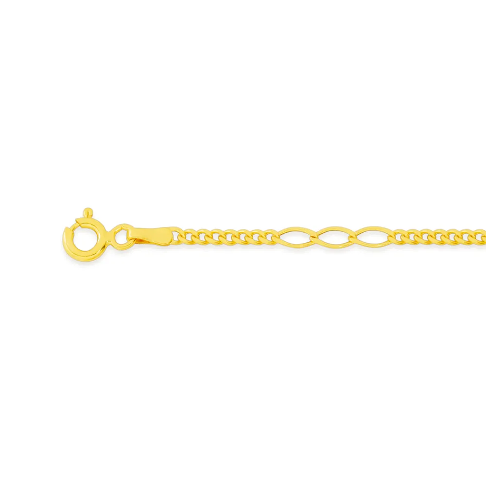 Prouds Bracelets>9Ct Gold 19Cm Hollow Fancy Figaro Curb Bracelet
