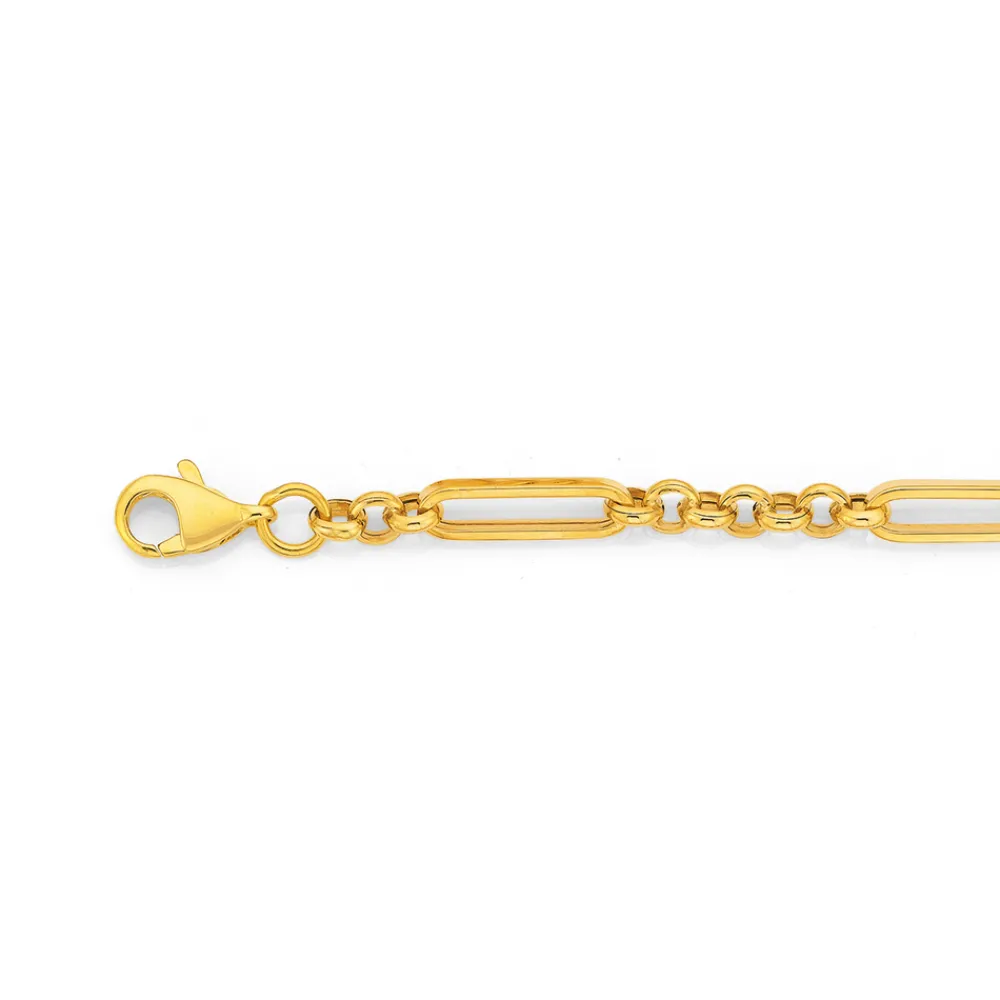 Prouds Bracelets>9Ct Gold 19Cm Hollow Fancy Figaro Bracelet