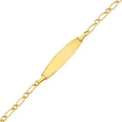 Prouds Bracelets>9Ct Gold 15Cm Hollow Figaro 1+1 I.D. Bracelet