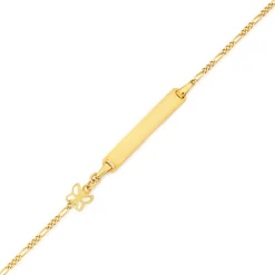 Prouds Bracelets>9Ct Gold 14Cm Hollow Figaro Butterfly I.D. Bracelet