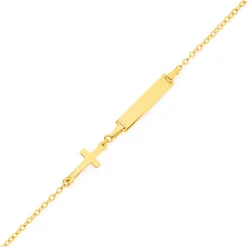 Prouds Bracelets>9Ct Gold 16Cm I.D. Cross Bracelet