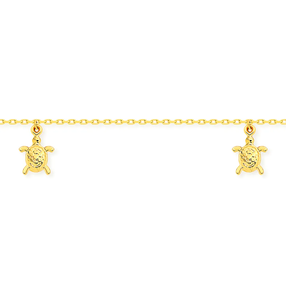 Prouds Bracelets>9Ct Gold 19Cm Multi Turtles Trace Bracelet