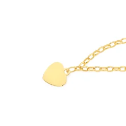 Prouds Bracelets>9Ct Gold 19Cm Solid Belcher Heart Charm Bracelet