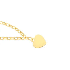 Prouds Bracelets>9Ct Gold 19Cm Solid Belcher Heart Charm Bracelet
