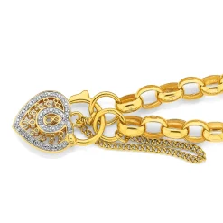 Prouds Bracelets>9Ct Gold 19Cm Solid Belcher Diamond Padlock Bracelet